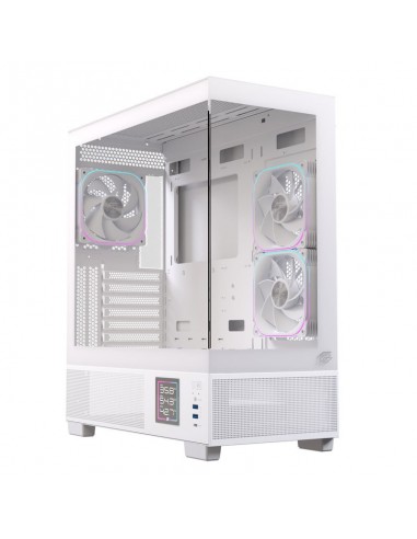 Caja ordenador gaming einarex s501d atx rgb cristal templado blanca