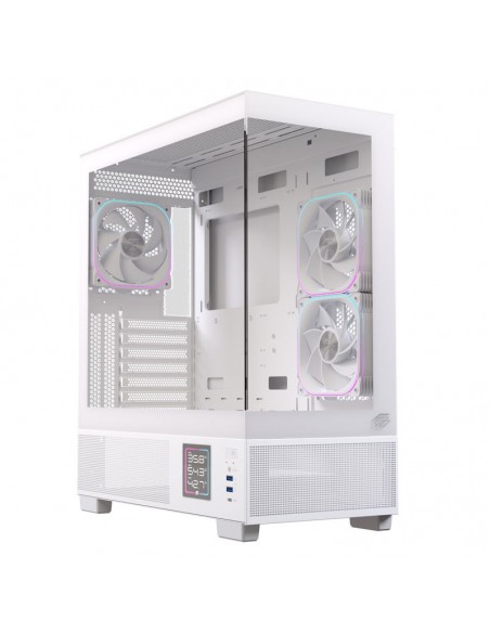 Caja ordenador gaming einarex s501d atx rgb cristal templado blanca