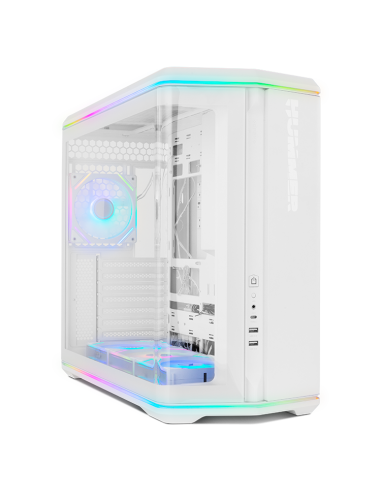 Caja ordenador gaming nox hummer anvil atx argb cristal templado blanca