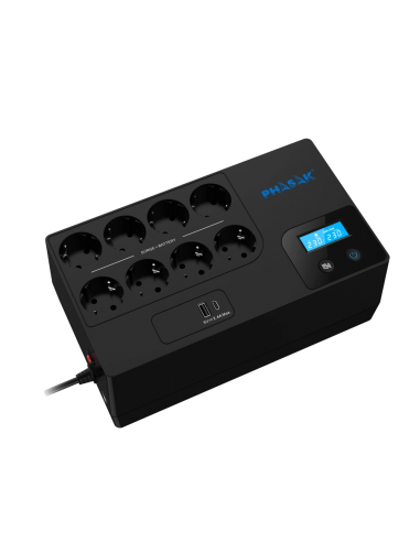 Sai ups phasak 1050va smart home 1kva interactivo avr pantalla lcd carga frontal usb a+c ph 9479
