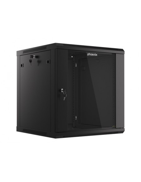 Armario rack phoenix 12u 600x600x640 auto - ensamblado 19'' hasta 60 kg negro