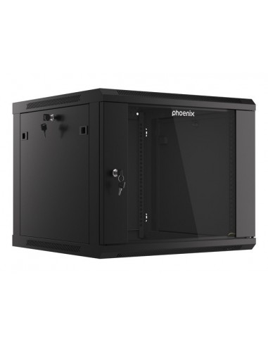 Armario rack phoenix 9u 600x600x501 auto - ensamblado 19'' hasta 60 kg negro