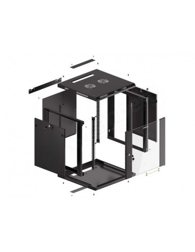 Armario rack phoenix 9u 600x600x501 auto - ensamblado 19'' hasta 60 kg negro