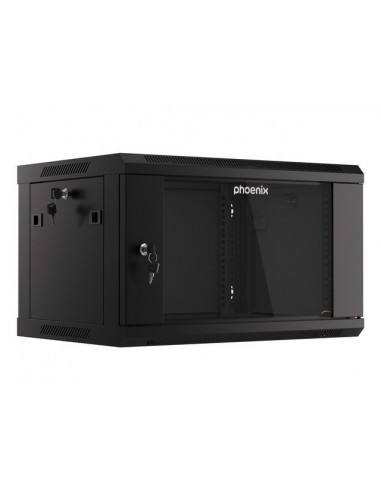 Armario rack phoenix 6u 600x450x368 auto - ensamblado 19'' hasta 60 kg negro