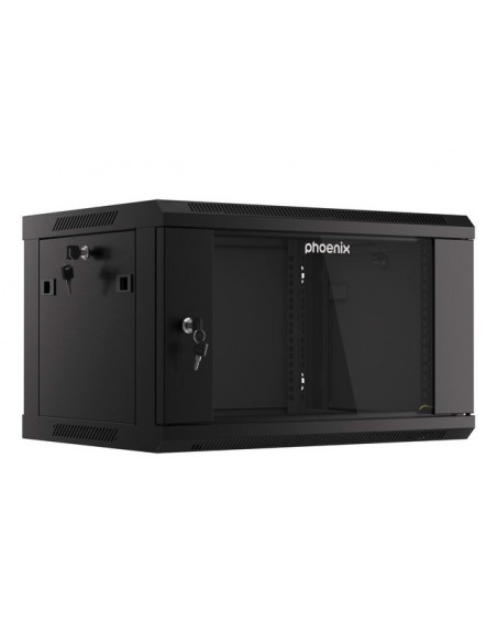 Armario rack phoenix 6u 600x450x368 auto - ensamblado 19'' hasta 60 kg negro