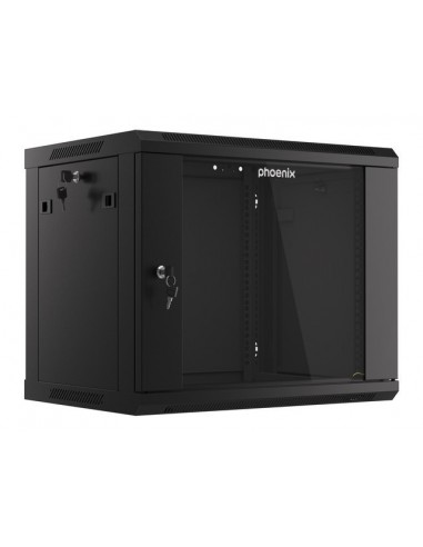 Armario rack phoenix 9u 600x450x501 auto - ensamblado 19'' hasta 60 kg negro