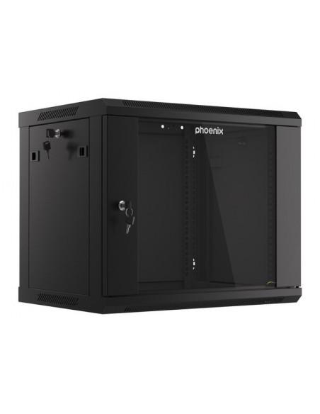 Armario rack phoenix 9u 600x450x501 auto - ensamblado 19'' hasta 60 kg negro