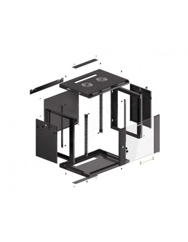 Armario rack phoenix 9u 600x450x501 auto - ensamblado 19'' hasta 60 kg negro