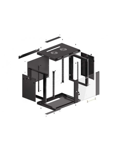 Armario rack phoenix 9u 600x450x501 auto - ensamblado 19'' hasta 60 kg negro