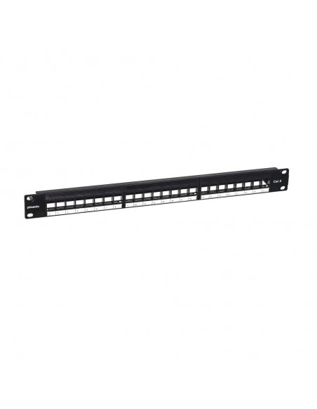 Phoenix patch panel vacio para rack de 24 puertos categoria 6 1u Phoenix patch panel vacio para rack de 24 puertos categoria 6 1u