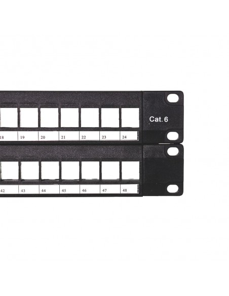 Phoenix patch panel vacio para rack de 48 puertos categoria 6 1u Phoenix patch panel vacio para rack de 48 puertos categoria 6 1u