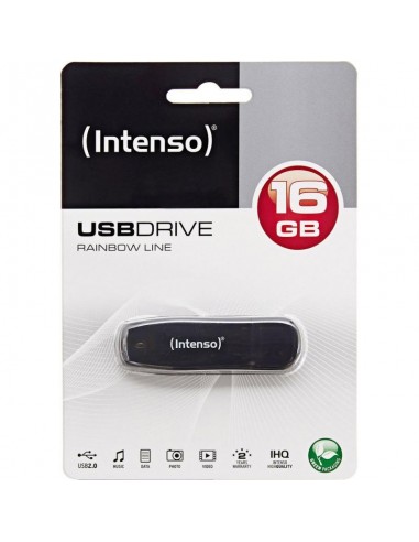 Memoria usb 2.0 intenso rainbow 16gb negro