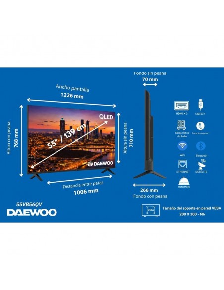 Tv daewoo 55 pulgadas qled 4k uhd - 55vb56qv - smart tv