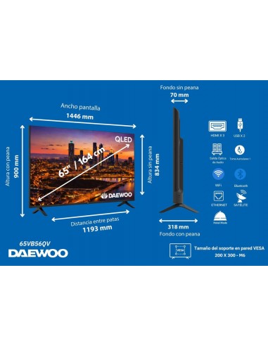 Tv daewoo 65 pulgadas qled 4k uhd - 65vb56qv - smart tv