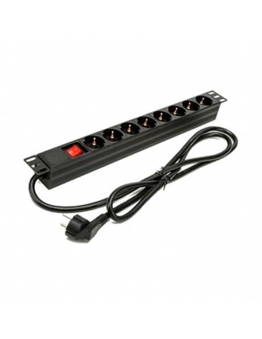 Regleta phasak 8 tomas armario rack 19 pulgadas con interruptor 1.5m negro bns 1518