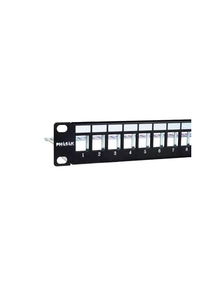 Panel frontal armario rack 19 pulgadas phasak para 24 conectores 1u con org. de cables ftp negro pa 3524