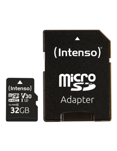 Tarjeta memoria micro sd intenso 32gb profesional v30 + adaptador sd