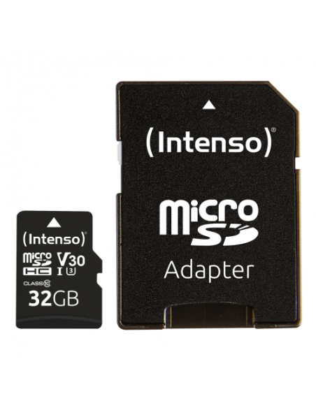 Tarjeta memoria micro sd intenso 32gb profesional v30 + adaptador sd