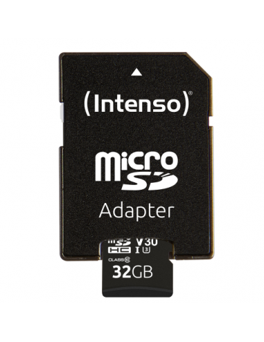 Tarjeta memoria micro sd intenso 32gb profesional v30 + adaptador sd