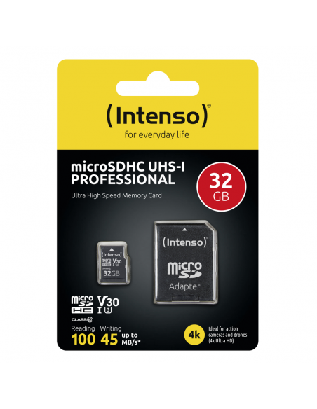 Tarjeta memoria micro sd intenso 32gb profesional v30 + adaptador sd Tarjeta memoria micro sd intenso 32gb profesional v30 + adaptador sd