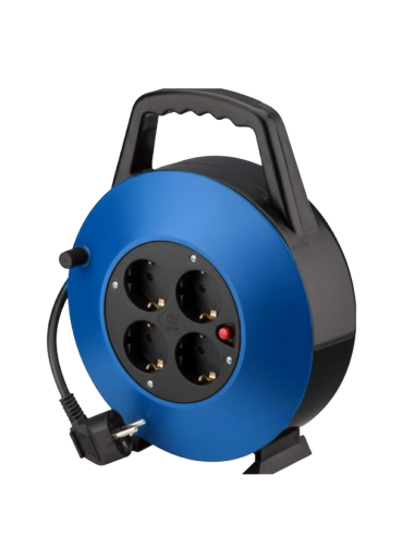 Regleta alargadera phasak 4 tomas schuko con proteccion enrollable 10 metros