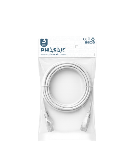 Cable red phasak latiguillo rj45 utp cat6 5m gris phk 1605