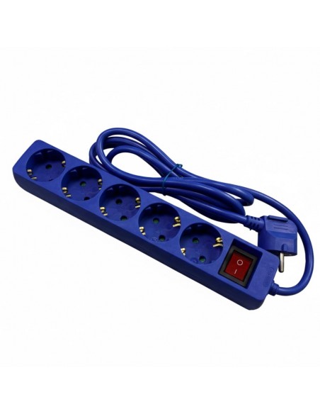 Regleta phasak 5 tomas schuko 16a con interruptor azul 1 -8 m