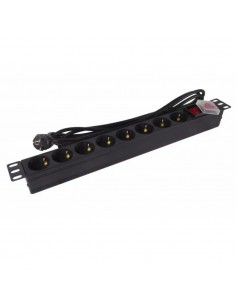 Regleta phasak 8 tomas armario rack 19 pulgadas con interruptor 3m negro bns 1520