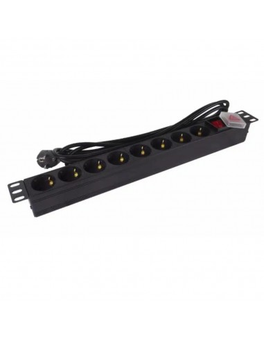 Regleta phasak 8 tomas armario rack 19 pulgadas con interruptor 3m negro bns 1520