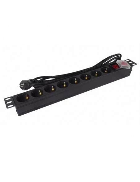 Regleta phasak 8 tomas armario rack 19 pulgadas con interruptor 3m negro bns 1520