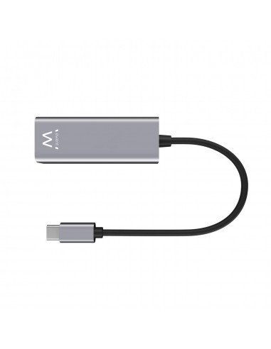 Adaptador de red ewent usb tipo c macho a rj45 hembra gris