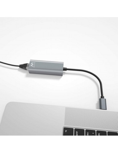 Adaptador de red ewent usb tipo c macho a rj45 hembra gris