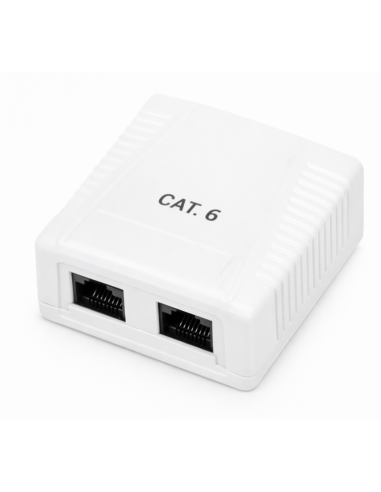 Roseta de superficie phasak cat 6 utp caja 2 puertos hembra rj45