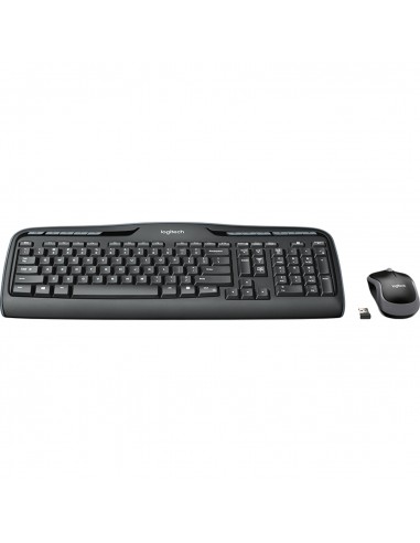 Teclado + mouse logitech mk330 wireless inalambrico negro ingles internacional