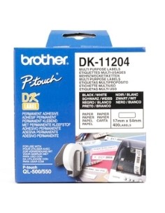 Etiquetas papel precortada brother dk11204 17 x 54 mm multiproposito 400 etiquetas