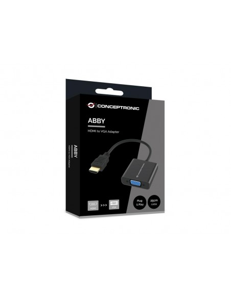 Adaptador hdmi a vga conceptronic 0.25m - macho - hembra - negro Adaptador hdmi a vga conceptronic 0.25m - macho - hembra - negro