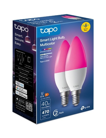 Bombilla inteligente tp - link tapo l430c rgb pack 2 unidades Bombilla inteligente tp - link tapo l430c rgb pack 2 unidades