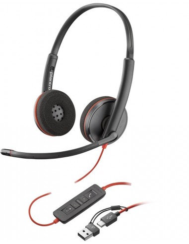 Auriculares poly blackwire 3220 estéreo usb - c + adaptador usb - c - a