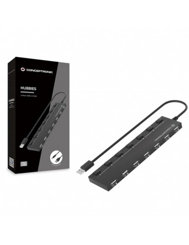 Hub usb 2.0 conceptronic hubbies08 7 puertos con interruptores
