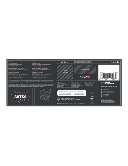 Auriculares con microfono logitech a10 astro gaming gen 2 jack 3.5mm negro