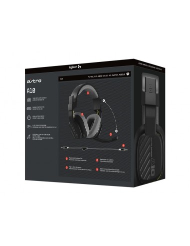 Auriculares con microfono logitech a10 astro gaming gen 2 jack 3.5mm negro