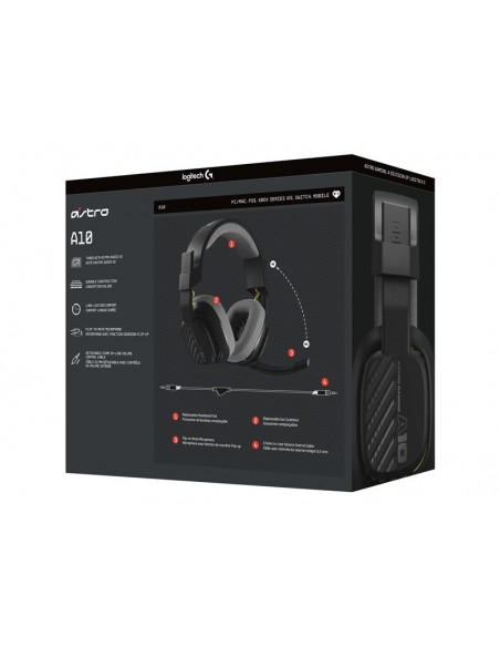 Auriculares con microfono logitech a10 astro gaming gen 2 jack 3.5mm negro
