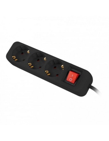 Regleta lanberg 3 tomas schuko con protecion negra 1.5m