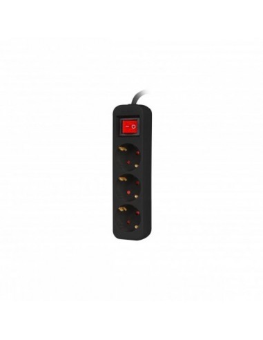 Regleta lanberg 3 tomas schuko con protecion negra 1.5m