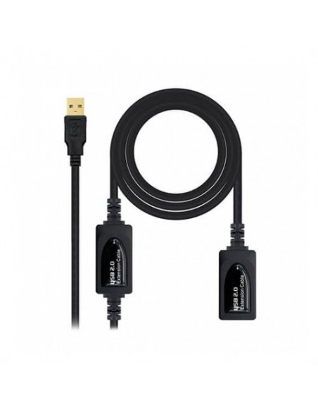 Cable usb tipo a 2.0 a usb tipo a nanocable+amplificador 10m negro - macho - hembra Cable usb tipo a 2.0 a usb tipo a nanocable+amplificador 10m negro - macho - hembra