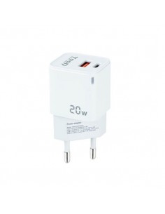 Cargador de pared tooq doble usb - c + usb a blanco 20w