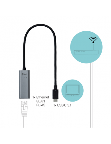 Adaptador tarjeta de red i - tec usb - c a gigabit ethernet 10 - 100 - 1000