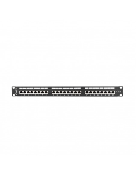 Patch panel lanberg 24 puertos 1u cat.6 sftp 19 pulgadas rack negro