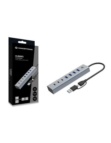 Hub usb 3.0 conceptronic hubbies20g 7 puertos usb - c a 3xusb - c 4xusb - a Hub usb 3.0 conceptronic hubbies20g 7 puertos usb - c a 3xusb - c 4xusb - a