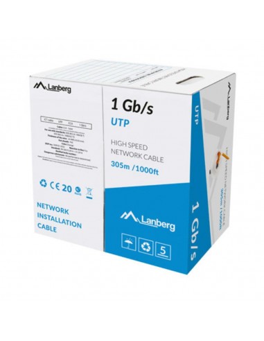 Bobina 1gb - s lanberg u - utp rj45 solido cca awg23 305m naranja